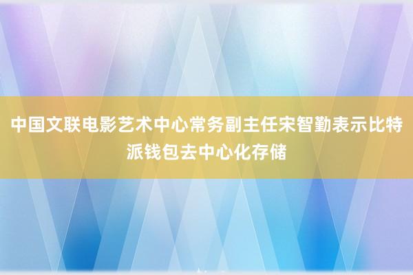 中国文联电影艺术中心常务副主任宋智勤表示比特派钱包去中心化存储